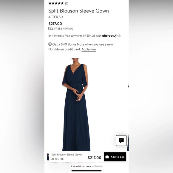 NWT After Six Navy Split Blouson Sleeve Gown Size 2 - Picture 2 of 8